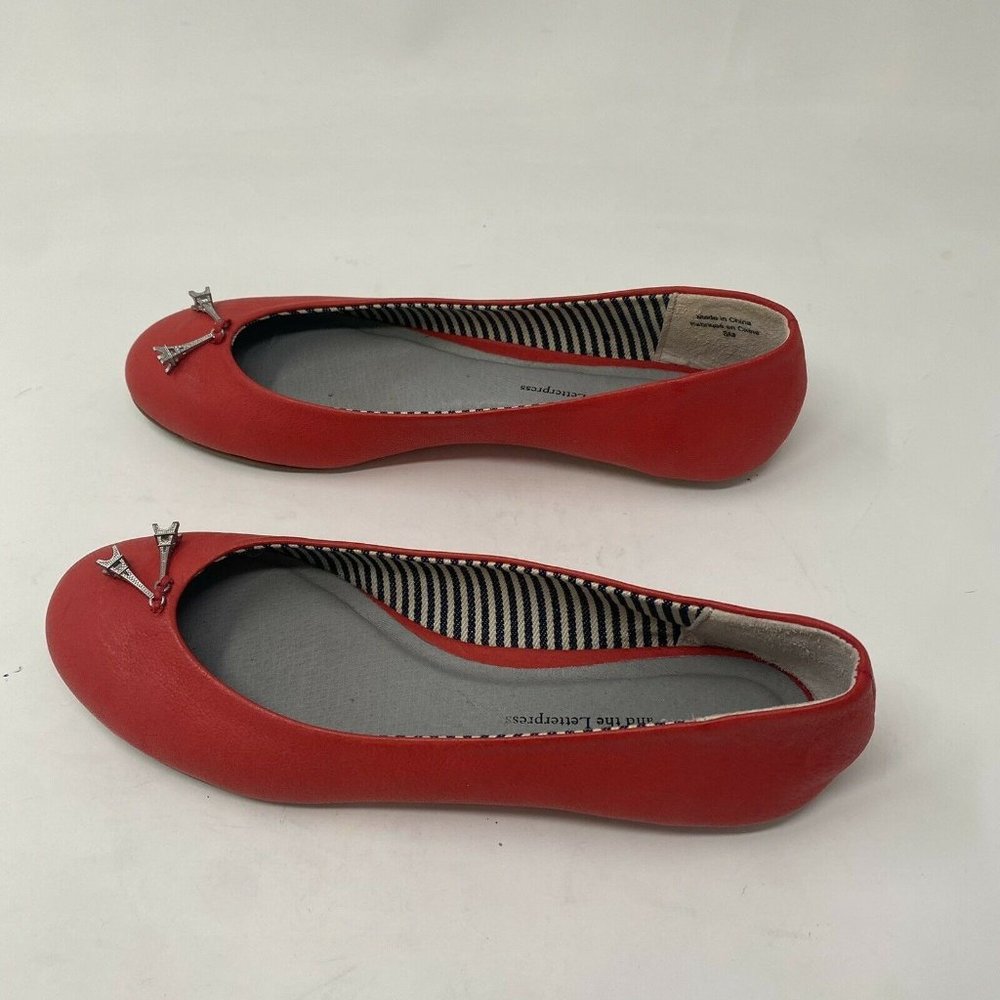 Anthropologie Pilcro Paris Eiffel Tower Red Ballet Flats 6 France Round … - Picture 5 of 11